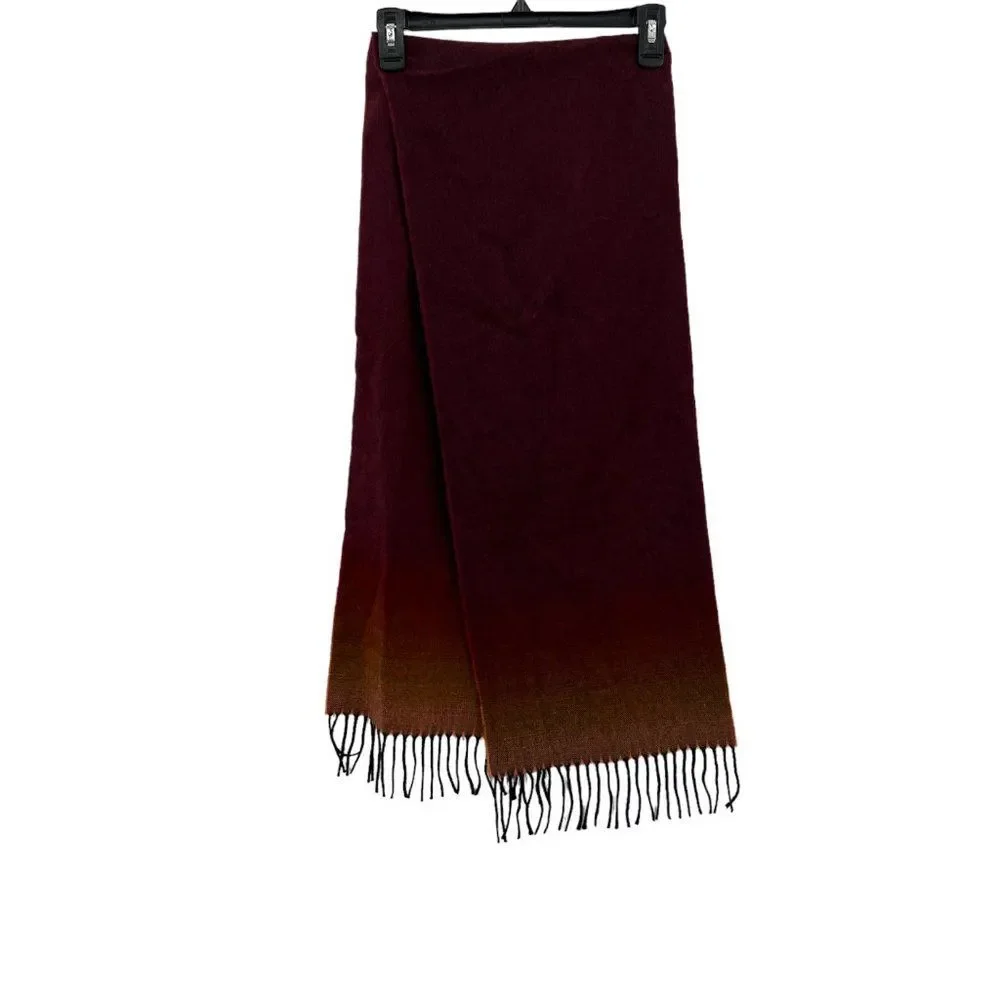 Cashmere Red/Orange Ombre Scarf Made in Scotland Scottish 100% Cashmere Unisex